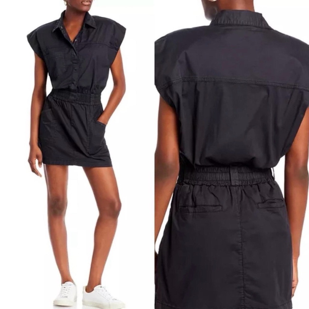 NEW PISTOLA rosie mini dress with smocked waist in black